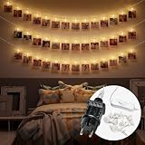 LED Fotoclips Lichterkette – 6 Meter | Mit Netzstecker NICHT batterie-betrieben | 30 LED Klammern warm-weiß | Fotoleine für Polaroid Foto | Deko Kette zum Aufhängen von Fotos | CozyHome Lichterk