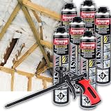 VASmann Sprühdämmung / Sprühisolierung Dachdämmung 6x890ml+Pistole Kellerdeckendämmung Zwischensparrendämmung Wärmedämmung EPS / XPS Dämmung Sprühdämmung (15m2+Pistole)