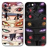 PBNDJVG 2 Stück Handyhülle für iPhone 11 Pro Hülle 5.8'', Anime Cartoon Naruto Uchiha Itachi Sasuke Manga Muster Schutzhülle Jungs Case Schutz der Linse Design Silikon TPU Cover Stoßfest, Schw