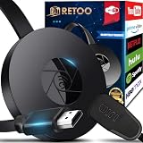 Retoo Wireless HDMI Display Dongle Streaming 1080p 4K, WiFi Anzeigeempfänger Unterstützung für DLNA Miracast Airplay, Media Player für Android, Phone, PC, Windows, Monitor, Projektor, Schw