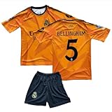 Qycksouth Bjude Real Madrid #5, Kinder Fußball Trikot, Kurzarm Kindertrikot, Trikot für Kinder Limitierte Auflage, Trikot für Kinder, Beschränkte Auflage, Kommt mit Shorts (128)