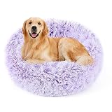 NOYAL Beruhigendes Donut-Hundebett für kleine bis mittelgroße Hunde und Katzen, Plüsch-Kunstfell, Anti-Angst-Haustierbett mit maschinenwaschbarem Bezug und rutschfester U