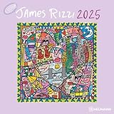 N NEUMANNVERLAGE - James Rizzi 2025 Broschürenkalender, 30x30cm, Wandkalender mit Abbildungen von James Rizzi, Mondphasen, viel Platz für Notizen und internationale Feiertage/