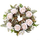 Vintage Rose Blumenkranz Frühling Dekor Künstliche Seide Blumen Zuhause Hochzeit (weiß)