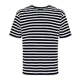 modAS Herren T-Shirt Bretonisches Streifenshirt - Ringelshirt Streifenshirt Kurzarm mit Streifen aus Baumwolle in Blau/Weiß Größe 60