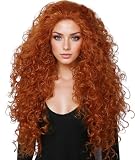 Linfairy Long Curly Orange Perücke Kostüm Halloween Cosplay -Perück