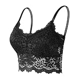 Trägerlos Gepolster BH Bralette Spitze Gepolstert Push-Up BH Bustier Große Größen Klassische Bequem Stretch Bra Running Bra für Fitness Yoga, Schwarz, XL