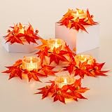 Hewory Herbstdeko Innen Teelichthalter Tischdeko: 6 Stück Herbst Dekoration Kerzenhalter Glas mit Herbst Girlande - Fall Decor Aesthetic Wohnzimmer Tisch Deko B