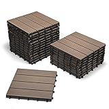 SAM WPC-Fliesen, 30x30 cm, Farbe Schoko, 22er Spar Set für 2m², Gartenfliesen mit Klick-System, Bodenbelag mit Drainage, Balkonfliesen/Terrassenfliesen/Klick