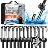 VBEST Schwarze Bungee-Seile mit Haken – Bungee-Schnüre für den Außenbereich – Bungie-Seile Set – flache Bunjee-Akkorde, Bunji-Akkorde – lange Gummigurte Bungie-Seile Pack 12 Stück 122