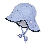 Sterntaler Schirmmütze Nacken Anker - Baby- und Kinder Mütze mit Nackenschutz, Ohrenklappen und Bindeband - UV-Schutz 30 Sonnenmütze mit Futter aus Batist (Bio) - Kopfbedeckung - himmel, Größe 47