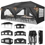 COBIZI Faltpavillon 3x6 Pavillon wasserdicht Winterfest, Pop Up Pavillon Klappbar 3x6 Zelt mit 6 Seitenwnden|3 Höhenverstellbar|UV-Schutz|Gardenpavillon Partyzelt 3x6 für Markt, Freien Event, Schw