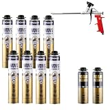 Dämmstoffkleber für EPS- & XPS-Platten | Klebeschaum-Set für Dämmung | Bauschaum |Perimeterkleber | 8x 850ml Pistolenschaum, PU-Schaumreiniger & 1 Schaumpistole (SET 2)