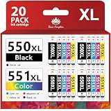 Toner Kingdom Tintenpatrone Kompatibel für Canon PGI-550 CLI-551 XL für IP7250 MX925 IP8750 MG5650 IX6850 MG5450 MG5550 MG6450 MG6650 MX725 (20 Stück)