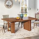 Tribesigns Esstisch für 6 Personen, Tisch Wohnzimmer, 160 x 80 x 75 cm, Rechteckiger Küchentisch aus Holz mit Stauraum, Esstisch im Industriestil für Esszimmer, Küche, Wohnzimmer, Rustikales B