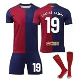 Generisch 19 Lamine Yamal 24/25 Basa Fußball Jerseys Anzug Red Blue Colorblock Football Jerseys Trikot Kinder 1 TER Stegen 9 Lewandowski 8 Pedri Kids Boys Mens Sport Trainning Soccer T Shirt O
