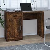 LAPOOH Schreibtisch mit Stauraum Räuchereiche 100x40x73 cm, Gaming Tisch, Computertisch, Computer Desk, Office Table, Bürotisch, Arbeitstisch, Nähtisch, Pc T