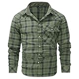 YANQSHM Flannel Shirt Men, Flanellhemd Herren Western Karohemd Regular Fit Weihnachtskarohemd Leichte Flanell Arbeitsjacken Button Down Hemd Holzfällerhemd für Herren Grün XL