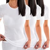 HERMKO 1800 3er Pack Damen Kurzarm Unterhemd aus 100% Bio-Baumwolle, Farbe:weiß, Größe:48/50 (XL)