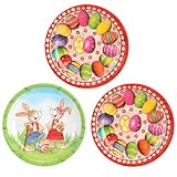 com-four® 3X Osterteller aus Melamin - Deko-Teller für Ostern - Osternest mit Osterhasen und Ostereier Motiven [Auswahl variiert]