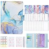 ALLOMN Budget Planner Binder, A6 Haushaltsbuch Geldumschläge Umschlagmethode Cash Stuffing Startset Budgetplaner Geld Organizer Sparbuch Geldsparbinder mit Folien für Finanzplaner Sparen Mappe (Blau)