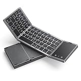seenda Faltbare Bluetooth Tastatur mit Touchpad, Klappbare Tastatur Wiederaufladbar mit Trackpad für Windows iOS Android Mac Smartphone Tablet Laptop PC - DE QWERTZ Lay
