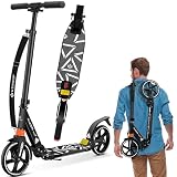 KESSER® Cityroller Scooter 205mm Räder PU Big Wheel - Pro-S Tretroller mit Doppel Federung, City-Roller Scooter klappbar und Höhenverstellbar, Inkl. Gurt, Roller Kickscooter für Erw
