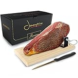 Serrano Schinken gereift ohne Knochen 1 Kg + Schinkenhalter & Schinkenmesser - Mini Spanischer Schinken Jamon S