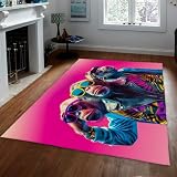 UERWOWELL Rosa Flauschiger weicher Teppich Funky Monkey mit Brillendruck Leseteppich Flachfloriger Computerstuhlteppich Waschbare Innenmatten für den Eingangsbereich 120x150