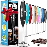 PowerLix Milchaufschäumer Stab, Milchschäumer Elektrisch - mit Edelstahlständer 15-20s, 19000 U/min, Batteriebetriebener Milk Frother für Kaffee, Latte, Cappuccino, Heiß & Kalte Schok
