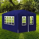 BaraSh Partyzelt Faltpavillon Wasserdicht Stabil 3x4 m Blau Pavillon 3x4 Wasserdicht Stab