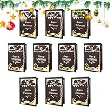 Zuasdvnk Weihnachtskarten, Weihnachtskarten, Packung mit 10 Grußkarten aus Goldfolie, sortierte Grußkarten, Urlaubskarten, Weihnachtskarten fü