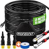 Monzana Rohrreinigungsschlauch Premium Set 15m 200bar inkl. 3 Adapter 2 Düsen mit Kärcher kompatibel Hochdruckreiniger Universal Rohrreinigungsset, Schw