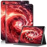 Schutzhülle für iPad 9. / 8. / 7. Generation (2021/2020/2019), PU-Leder, verstellbarer Ständer für iPad 10,2 Zoll Hülle, mit Auto Sleep/Wake Smart Cover für iPad Cover 9th Generation, Red Galaxy