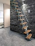 Raumspartreppe Atrium Mini Plus. Geschosshöhe 220-300 cm, mit 60 cm Holzstufen in Buche N