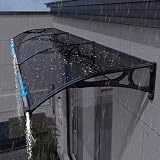 Vordach für Eingangstür,Vordach Haustür Überdachung,Uv-Schutz Sonnenschutz Pultvordach Überdachung,Haustürvordach Pultvordach aus 2.5mm Dicke Polycarbonat,mit Zubehör (80x380cm/32 x150)