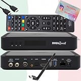 TiVuSat Karte 4K UHD + DIGIQuest Q80 Sat Receiver 4K H.265 S2+T2 HEVC Set-Top Box, zertifizierter TiVuSat Receiver mit Karte (AKTIVIERT), Mediaplayer, WebRadio, 150 WiFi USB Stick, HTS HDMI Kab