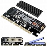 6amLifestyle NVME Adapter PCIe x16 mit Kühlkörper, M.2 NVME oder AHCI SSD auf PCIE 3.0 | 4.0 Adapterkarte für Key M 2230, 2242, 2260, 2280 Größe M.2 SSD, unterstützt PCIe x4 x8 x16 S