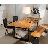 Esszimmertisch Eiche Tischplatte Massiv Holz Küchentisch D-SYN 180 x 90 x 4 cm | Eiche Rohoptik geölt | Baumk
