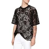 Herren-Netz Kurzarm-T-Shirt Muskel Transparent Shirts Männer Netzhemd Hoodie Streifenshirt Top Netzshirt Netzoberteil Netzshirt Männer Unterhemden Sexy Clubw