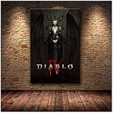 FLeage Diablo IV-Spielposter, Lilith-Schlafsaal, Heimdekoration, Wohnungsdekoration, Gemälde, Schlafzimmer, Wand, Leinwand, Poster, Gemälde – ung