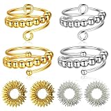 4 Stück Verstellbare Anti Stress Ring Mit 4 Stück Akupressur Ring,Fidget Ring Akupressur Ring Skill Ring,Für Mädchen Und Frauen, Stressabbau Im Alltag, Schule Und Arb