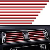 VICDUEKG 10 Stück Auto Lüftungsschlitz Dekoration, 20cm Auto Styling Zierleisten DIY Lüftungsgitter Innenausstattung Streifen, Auto Zubehör Innenraum für die Meisten Lüftungsschlitze (Rot)