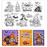 PH PandaHall Transparente Stempel Mit Halloween Gnomen Zum Gestalten von Karten Spinnennetz Hexe Bastelstempel Für Tagebuch Album Karte DIY Basteln Scrapbooking Dek