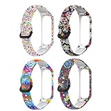 4 Stück Armband Kompatibel mit Samsung Galaxy Fit 2 Armband Ersatzarmband für Samsung Galaxy Fit 2 Fitness Tracker Silikon Weich Bunt Bedrucktes Musterband mit Metallschnalle Zubehör (4-B Farbe)