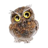 Nupuyai Tigerauge Stein Eule Figur Deko, 6 cm kleine Kristall Eule Stein Statue, Heilstein Eulen Geschenke für Frauen, Harz Vögel Tier Figur Hexe Haus Garten Dek