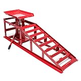Wiltec Auffahrrampe mit hydraulischem Wagenheber 2000kg höhenverstellbar Reifenbreite bis 225