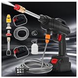 FDHESAR Hochdruckreiniger,Hochleistungs-Autowaschanlage, 600W Leistung, Zwei 24V1500Mah Batterien Kleiner Hochdruckreiniger, Langlebige Batterie Lebensdauer Autowaschanlage, Haushaltsreinig