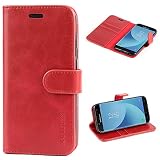 Mulbess Handyhülle für Samsung Galaxy J5 2017 Hülle, Leder Flip Case Schutzhülle für Samsung Galaxy J5 2017 Duos Tasche, Wein R