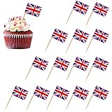 POPOYU 100 Stück Britisch Zahnstocher Flaggen, England Flagge Fahne Klein Cocktail Tischdeko für Britisch UK Deko Em 2024,Euro,Eurovision Contest,Olympische Cupcake-Topper,Zahnstocher,Pub-dek